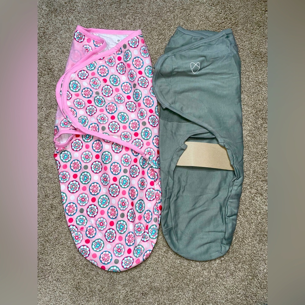 SwaddleMe Pink Floral and Gray Two-Pack Baby Swaddles